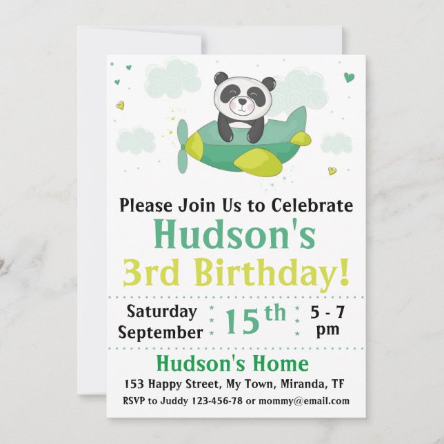 Invitation à l'anniversaire de Panda (Devant)