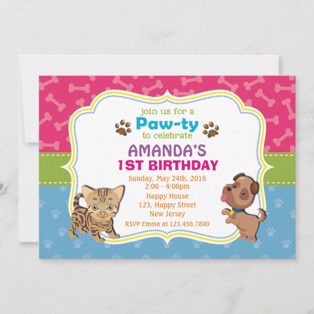 Invitation à l'anniversaire de Pawty (Devant)
