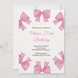 Invitation à l'anniversaire de Pink Bow