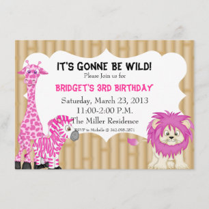 Invitation à l'anniversaire de Pink Jungle Safari