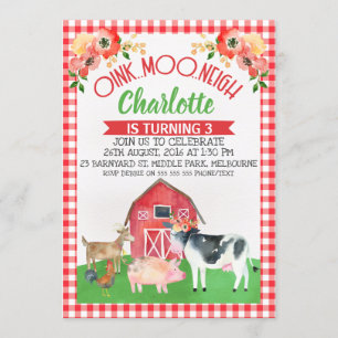 Invitation à l'anniversaire de Plaid Barnyard Flor