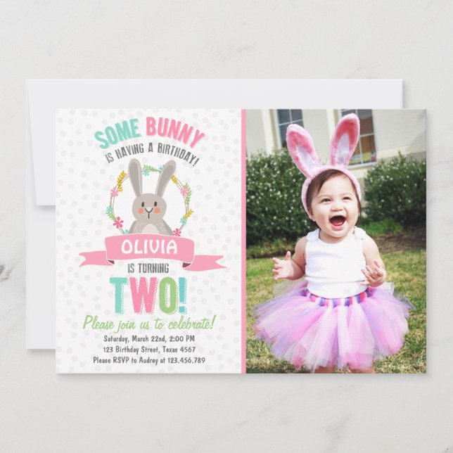Invitation à l'anniversaire de printemps de Bunny (Devant)