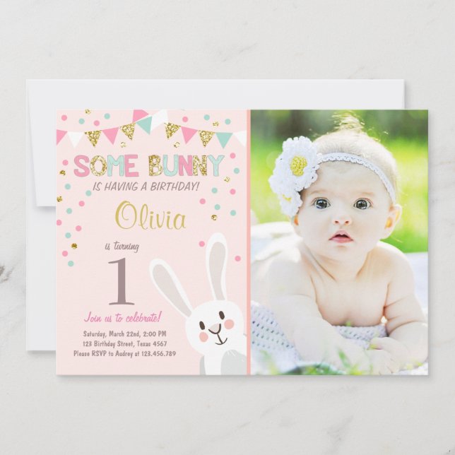Invitation à l'anniversaire de printemps de Bunny (Devant)