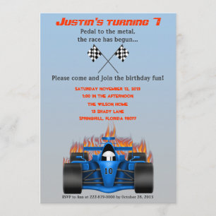 Invitation à l'anniversaire de Race Car