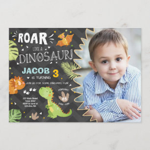 Invitation à l'anniversaire de Roar Dinosaur Dino 