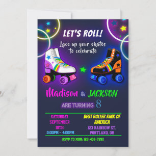 Invitation à l'anniversaire de Roller pour garçon