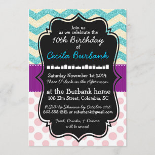 Invitation à l'anniversaire de Sparkles & Pois