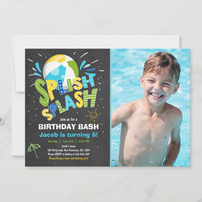 Invitation à l'anniversaire de Splish Splash (Devant)