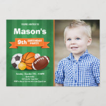 Invitation à l'anniversaire de sport Garçons de fê