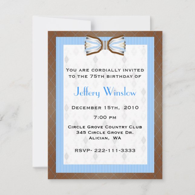 Invitation à l'anniversaire de Stately Men (Devant)