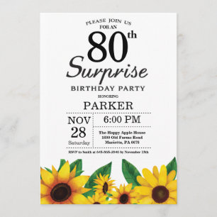 Invitation à l'anniversaire de Sunflower Surprise 