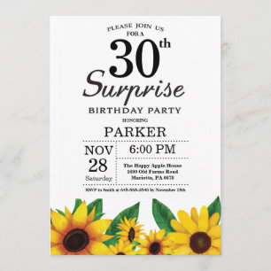 Invitation à l'anniversaire de Sunflower Surprise