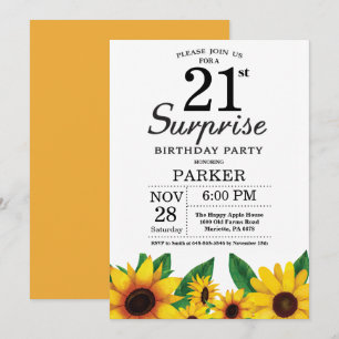 Invitation à l'anniversaire de Sunflower Surprise