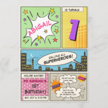 invitation à l'anniversaire de superhero Cartoon V