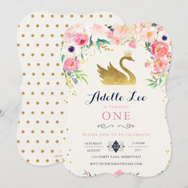 Invitation à l'anniversaire de Swan (Devant / Derrière)