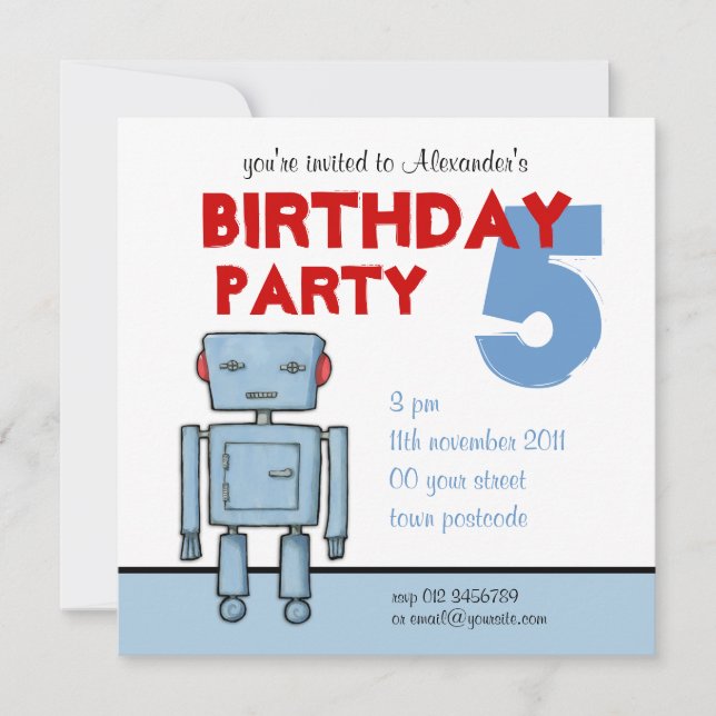 Invitation à l'anniversaire de Toy Robot (Devant)