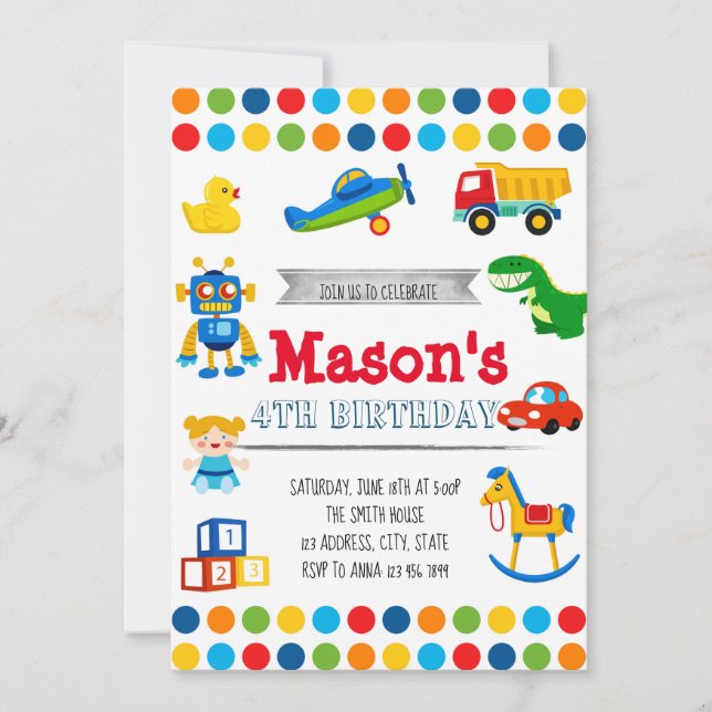 Invitation à l'anniversaire de Toyland (Devant)