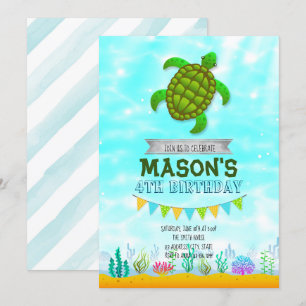 Invitation à l'anniversaire de Turtle Party