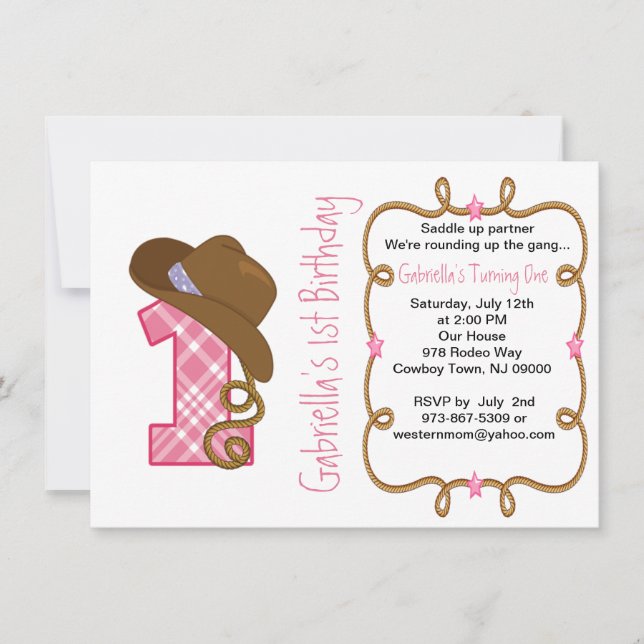 Invitation à l'anniversaire de Western Big One Gir (Devant)