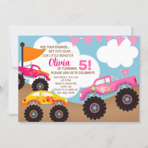 Invitation à l'anniversaire des camionnettes rose
