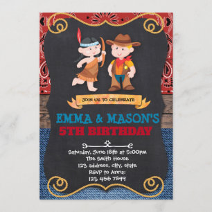 Invitation à l'anniversaire des Cowboys et des Ind