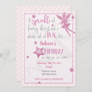 Invitation à l'anniversaire des fées roses