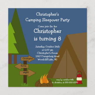 Invitation à l'anniversaire des garçons du camping