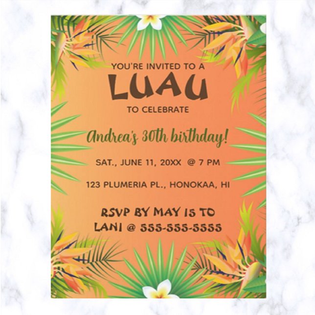 Invitation à l'anniversaire d'Hawaiian Luau (Party Hawaiian style!)