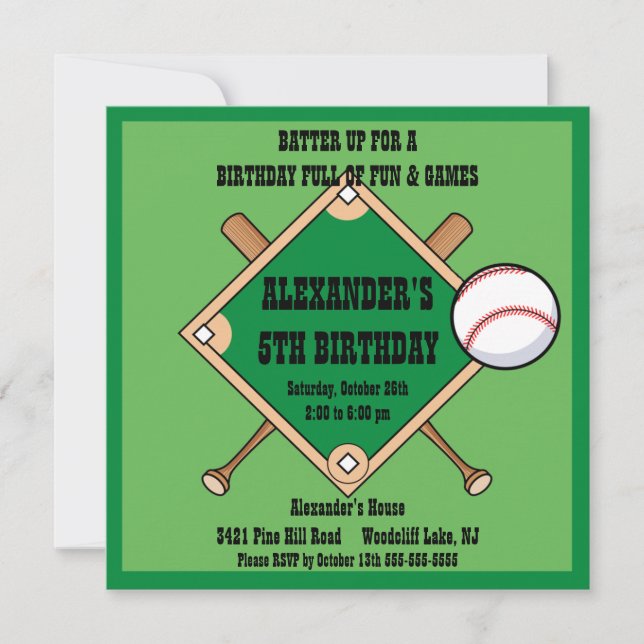 Invitation à l'anniversaire du baseball (Devant)