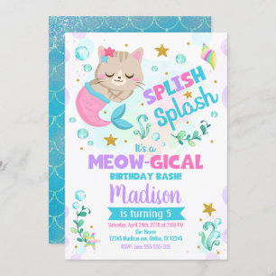 Invitation à l'anniversaire du chat de sirène, fêt
