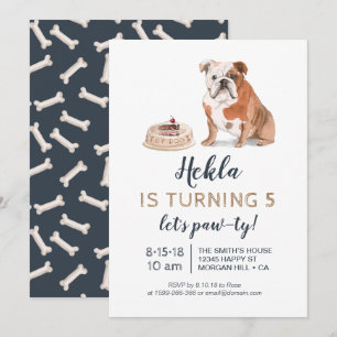 Invitation à l'anniversaire du chien chiot, pw-ty 