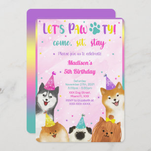 Invitation à l'anniversaire du chiot modifiable
