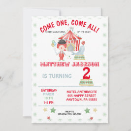 Invitation à l'anniversaire du cirque, venez un, v