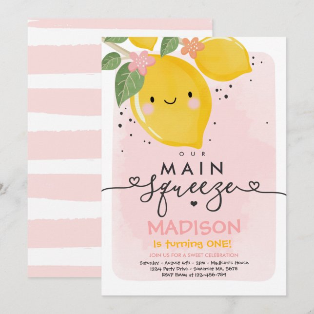 Invitation à l'anniversaire du citron Notre princi (Devant / Derrière)