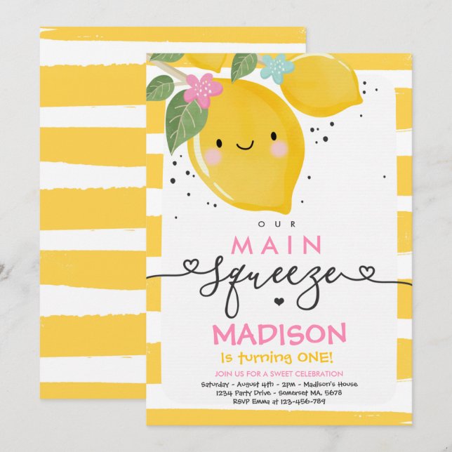Invitation à l'anniversaire du citron Notre princi (Devant / Derrière)