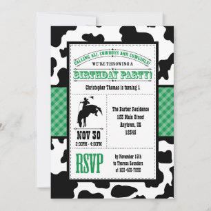 Invitation à l'anniversaire du cow-boy vert