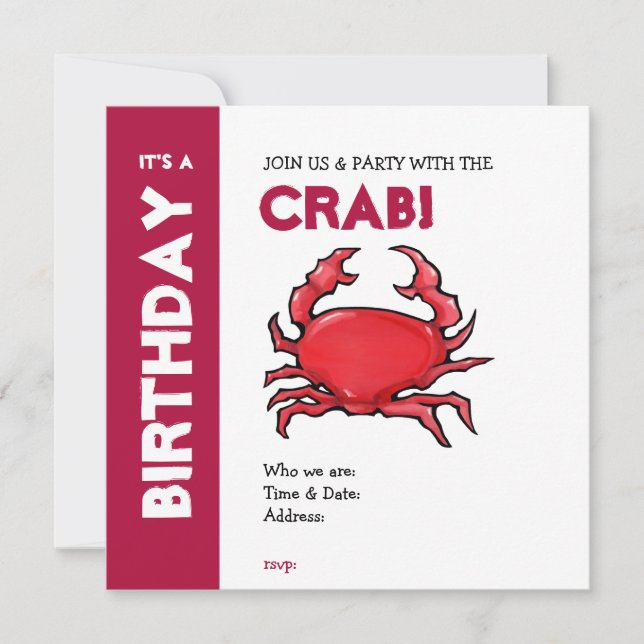 Invitation à l'anniversaire du crabe rouge (Devant)