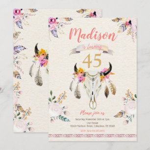 Invitation à l'anniversaire du crâne floral de la 