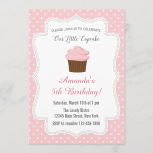 Invitation à l'anniversaire du Cupcake rose