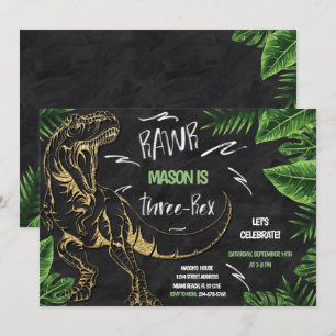 Invitation à l'anniversaire du dinosaure à trois r