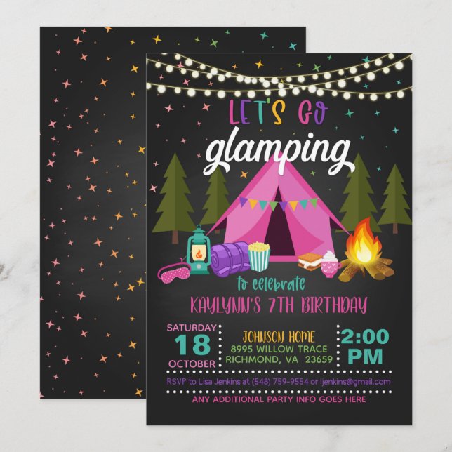 Invitation à l'anniversaire du flamping (Devant / Derrière)