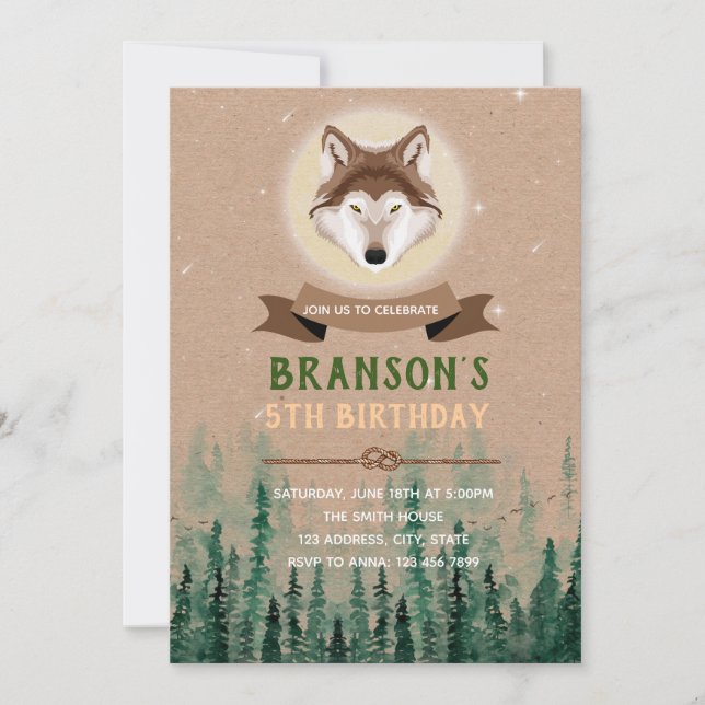Invitation à l'anniversaire du loup de forêt (Devant)