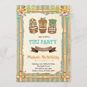 Invitation à l'anniversaire du luau tiki tropical
