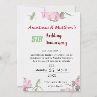 Invitation à l'anniversaire du Mariage floral