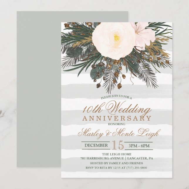 Invitation à l'anniversaire du Mariage Floral d'hi (Devant / Derrière)