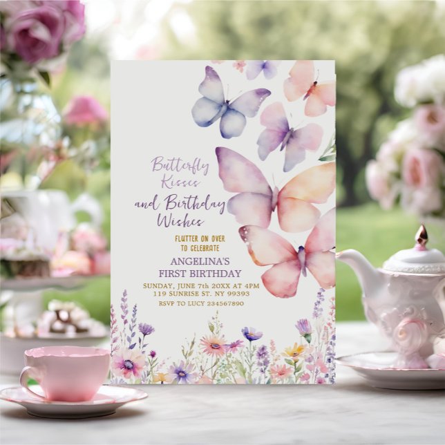 Invitation à l'anniversaire du papillon de fille m (Créateur téléchargé)