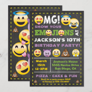 Invitation à l'anniversaire du parti Emoji OMG