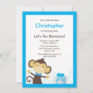 Invitation à l'anniversaire du petit singe