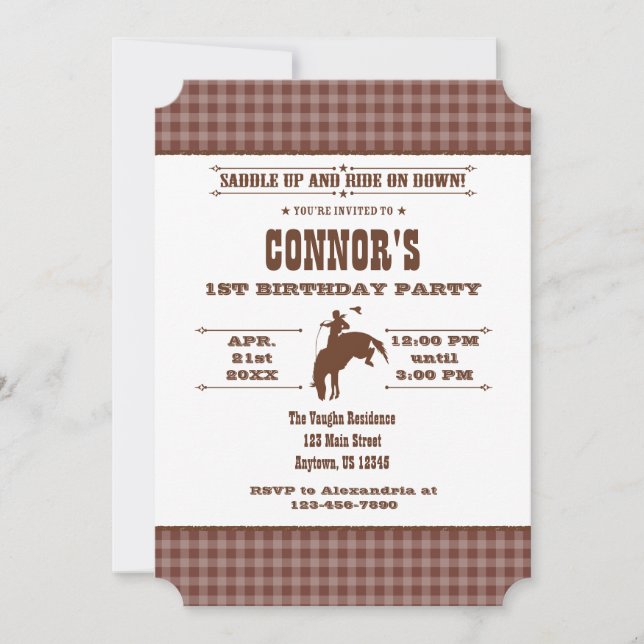 Invitation à l'anniversaire du rodéo de cow-boy Br (Devant)