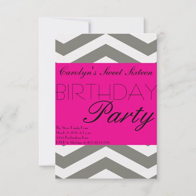 Invitation à l'anniversaire du Sweet sixteen (Devant)